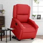 Fotoliu rabatabil cu ridicare, roșu, piele ecologică GartenMobel Dekor