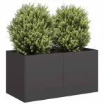 Jardinier negru 80x40x40 cm Oțel laminat la rece GartenMobel Dekor