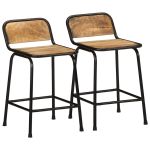 Scaune de bar 2 buc 46x35,5x70 cm Lemn masiv Mango brut GartenMobel Dekor