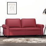 Canapea cu 2 locuri, roșu vin, 140 cm, piele ecologică GartenMobel Dekor