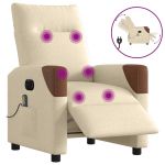 Fotoliu electric de masaj rabatabil, crem, textil GartenMobel Dekor