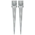 Țăruși de sol, 2 buc., argintiu, 14x14x91 cm, oțel galvanizat GartenMobel Dekor