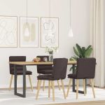 Scaune de bucătărie, 4 buc., maro închis, material textil GartenMobel Dekor