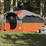 Cort de familie tunel 6 persoane, gri/portocaliu, impermeabil GartenMobel Dekor