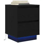 Noptiera cu lumini LED Negru 38x34x50 cm GartenMobel Dekor