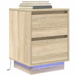 Noptiera cu lumini LED Stejar Sonoma 38x34x50 cm GartenMobel Dekor