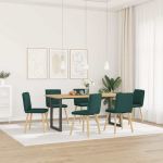 Scaune de bucătărie, 6 buc., verde închis, material textil GartenMobel Dekor