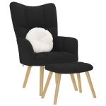 Scaun de relaxare cu taburet, negru, textil GartenMobel Dekor