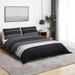 Set cu husă de pilotă, negru și alb, 135x200 cm, bumbac GartenMobel Dekor