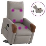 Fotoliu electric masaj rabatabil cu ridicare, gri taupe, textil GartenMobel Dekor