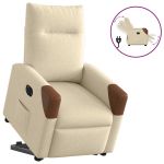 Fotoliu electric rabatabil cu ridicare, crem, textil GartenMobel Dekor