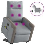 Fotoliu electric masaj rabatabil cu ridicare, gri închis textil GartenMobel Dekor