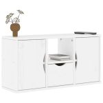Dulap TV cu sertar „ODDA” alb 79x24x40 cm lemn masiv de pin GartenMobel Dekor