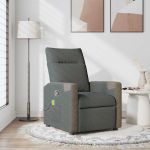 Fotoliu de masaj rabatabil, gri închis, material textil GartenMobel Dekor