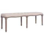 Bancă, alb crem, 59.1"x15.7"x18.9", țesătură și lemn masiv GartenMobel Dekor