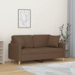 Canapea cu 2 locuri cu pernuțe, maro, 140 cm, textil GartenMobel Dekor