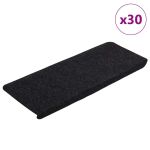 Covorașe scară autoadezive 30 buc Negru 65x24,5x3,5 cm GartenMobel Dekor