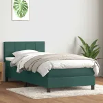 Pat box spring cu saltea, verde închis, 80x220 cm, catifea GartenMobel Dekor