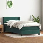 Pat box spring cu saltea, verde închis, 80x220 cm, catifea GartenMobel Dekor