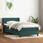Pat box spring cu saltea, verde închis, 80x220 cm, catifea GartenMobel Dekor