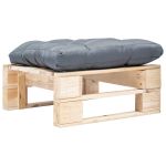 Taburet de grădină din paleți cu pernă gri, natural, lemn GartenMobel Dekor