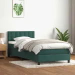 Pat box spring cu saltea, verde închis, 80x220 cm, catifea GartenMobel Dekor