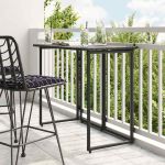 Masă pliabilă de grădină neagră 90x51x75 cm Poly Ratan GartenMobel Dekor