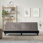 Canapea extensibilă, gri taupe, material textil GartenMobel Dekor