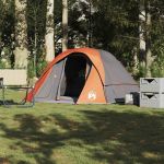 Cabină cort de camping 4 persoane gri și portocaliu impermeabil GartenMobel Dekor