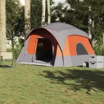 Cort de camping pentru 6 persoane, gri/portocaliu, impermeabil GartenMobel Dekor