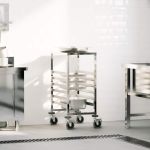Cărucior cu tăvi cu 6 containere GN 39x55x87 cm oțel inoxidabil GartenMobel Dekor