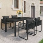Set mobilier de grădină, 5 piese, negru, ratan PVC GartenMobel Dekor