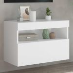 Comodă TV de perete cu lumini LED, alb, 60x30x40 cm GartenMobel Dekor