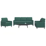 Set de canapele cu perne, 3 piese, verde închis, catifea GartenMobel Dekor