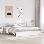 Cadru de pat cu tăblie fără saltea, alb, 200x200 cm GartenMobel Dekor