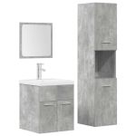 Set mobilier de baie, 4 piese, gri beton, lemn compozit GartenMobel Dekor