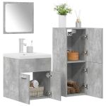 Set mobilier de baie, 4 piese, gri beton, lemn compozit GartenMobel Dekor
