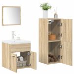 Set mobilier de baie, 4 piese, stejar sonoma, lemn prelucrat GartenMobel Dekor