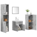 Set mobilier de baie, 5 piese, gri beton, lemn prelucrat GartenMobel Dekor
