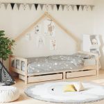 Cadru de pat pentru copii cu sertare, 90x190 cm, lemn masiv pin GartenMobel Dekor