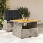Set mobilier de grădină cu perne, 2 piese, gri, poliratan GartenMobel Dekor
