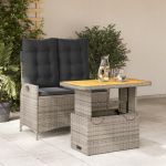 Set mobilier de grădină cu perne, 2 piese, gri, poliratan GartenMobel Dekor