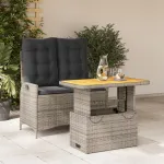 Set mobilier de grădină cu perne, 2 piese, gri, poliratan GartenMobel Dekor