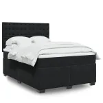 Pat box spring cu saltea, negru, 160x200 cm, catifea GartenMobel Dekor