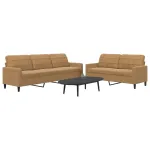 Set de canapele cu perne, 2 piese, maro, catifea GartenMobel Dekor