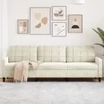 Canapea cu 3 locuri, crem, 210 cm, material catifea GartenMobel Dekor