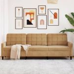 Canapea cu 3 locuri, maro, 210 cm, material catifea GartenMobel Dekor