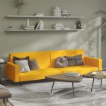 Canapea extensibilă cu 2 locuri, galben, catifea GartenMobel Dekor