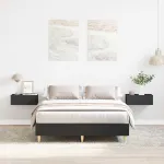 Cadru de pat fără saltea, negru, 140x190 cm, lemn prelucrat GartenMobel Dekor