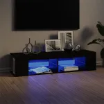 Comodă TV cu lumini LED, negru, 135x39x30 cm GartenMobel Dekor